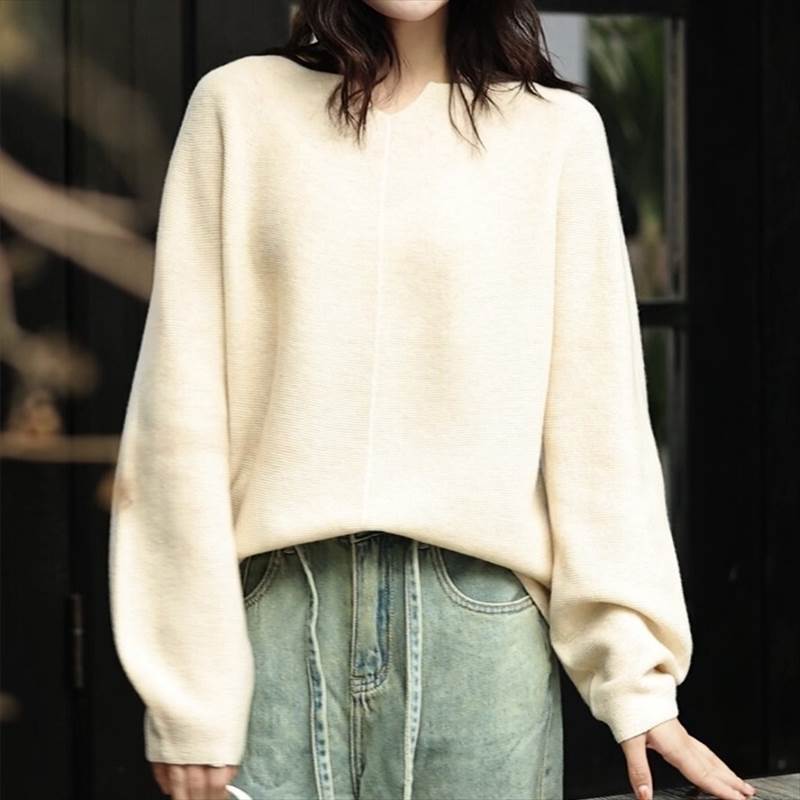 トップス レディース ニット セーター プルオーバー 秋 冬 普通丈トップス 長袖 バルーン袖 ぽわん袖 キーネック バルーン ステッチ カラバリあり ブラック 黒 グレー 灰色 ホワイト 白 アプリ