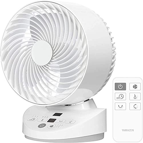 [山善] サーキュレーター DCモーター 静音 26畳 (換気/空気循環) 上下左右自動首振り 温度センサー 省エネ 風量5段階調節 切タイマー リモコン付き YAR-BD182(W)