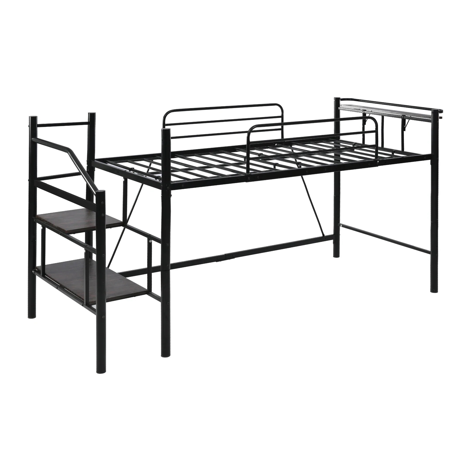 【3】【パイプ床板・Sシングル】ロフトベッド パイプベッド シングル 耐荷重150kg 高さ130cm ハイベッド ロフトベッドロータイプ 棚 収納 北欧風 大人 一人暮らし 子供部屋 送料無料 スチ