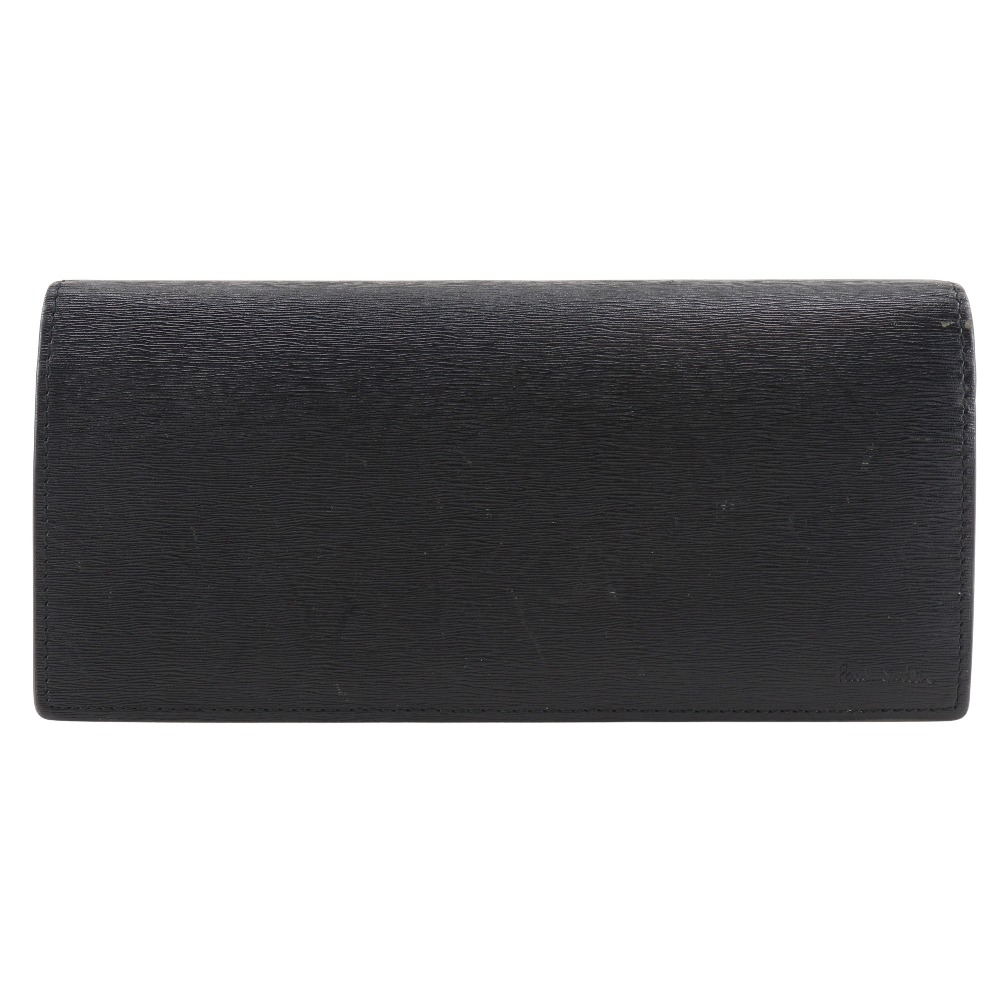 BPS486 長財布 牛革 黒 黄緑 メンズ 中古品