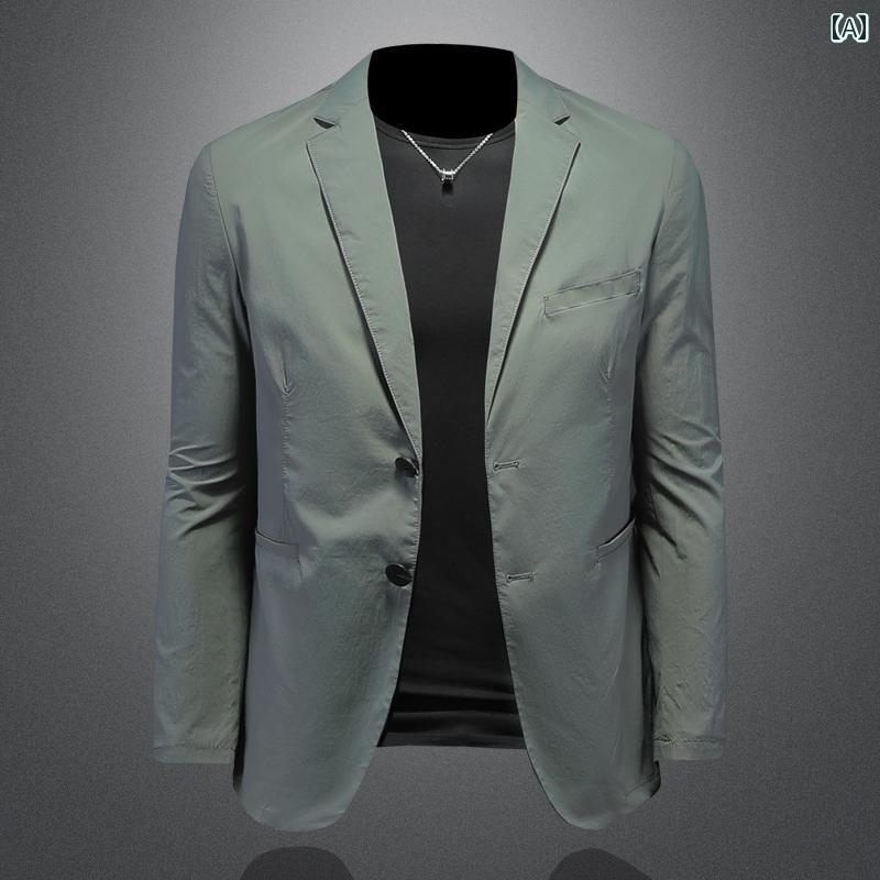 シューズ　スリッパ　カジュアル ステーション スーツ ジャケット メンズ 韓国 スリム 無地 シングル トップ 春夏 カジュアル 薄手の