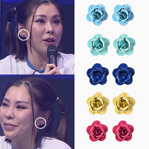 [ラチカ ガビ着用] プチマグノリアストーン 花ピアス 韓国の人気芸能人着用 セレブが愛するカスタムジュエリー SNSで人気 デイリーアクセサリー大学生ファッション