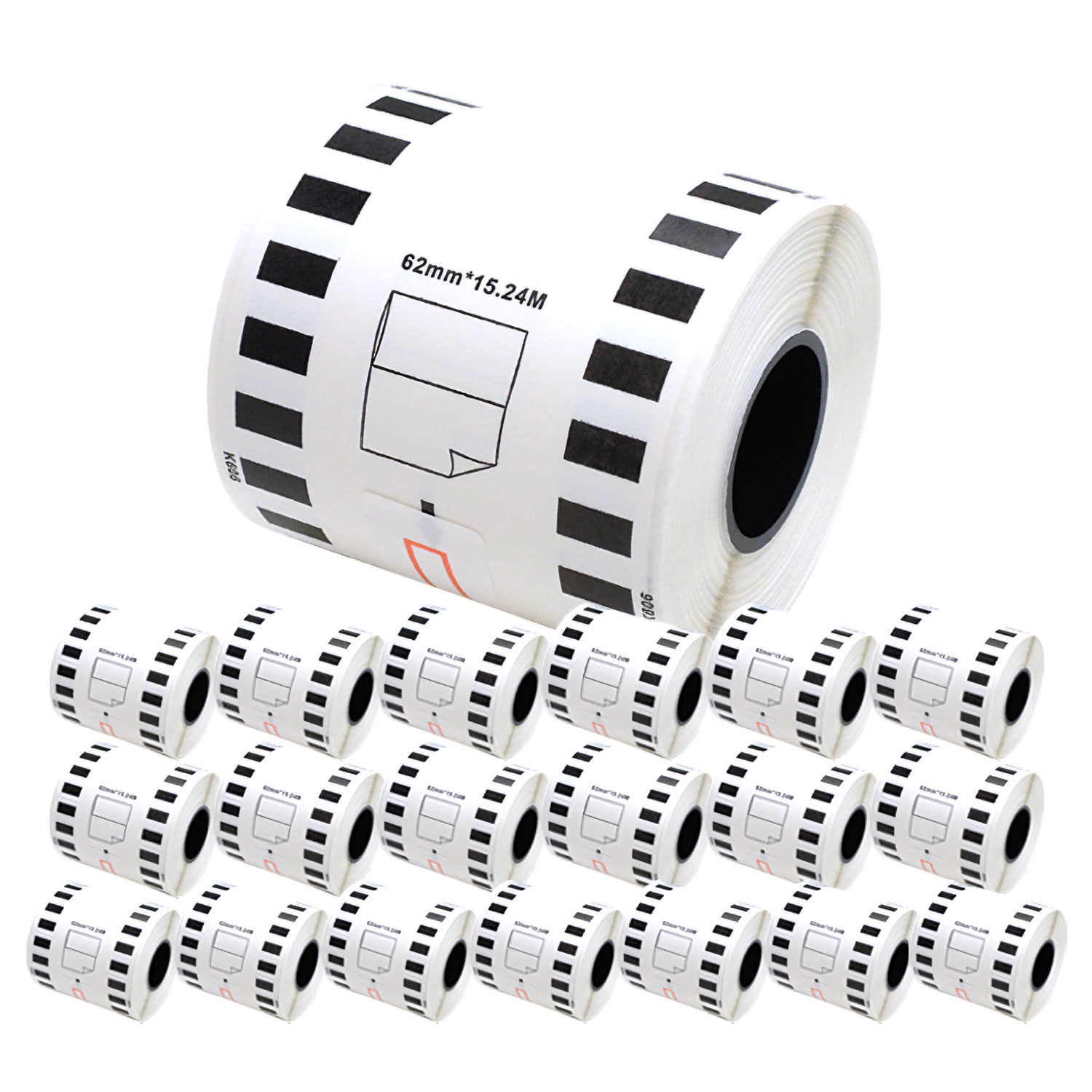 ブラザー用 ピータッチ DKテープ (感熱フィルム) DK-2606 互換品 長尺フィルムテープ(黄色) 黄 62mm×15.24m 20個セット