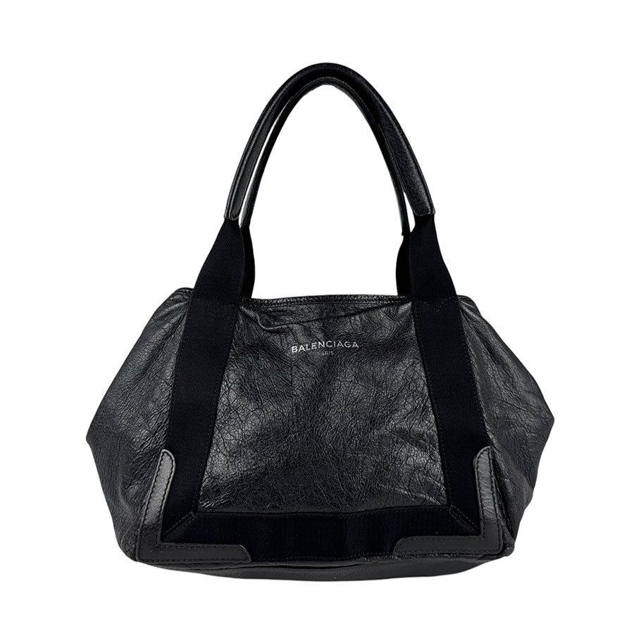 バレンシアガ BALENCIAGA ショルダーバッグ トートバッグ ネイビーカバスS レザー ブラック レディース z6365