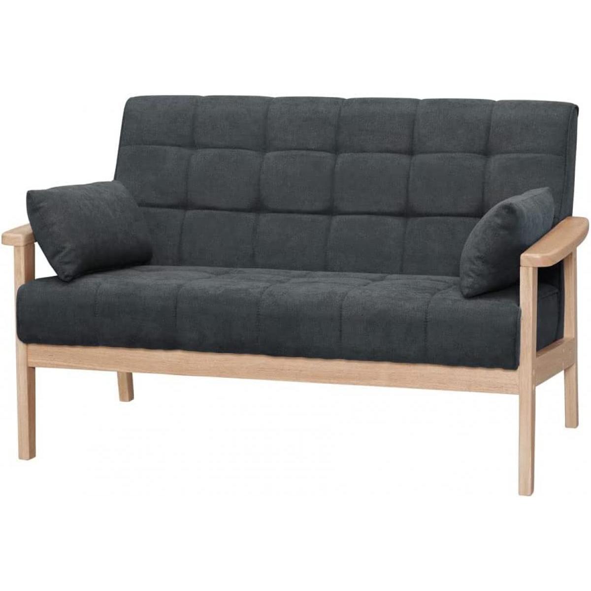 【I】【代引不可】 アイリスオーヤマ 2人掛け ウッドフレームソファ WFS-2S ダークグレー 天然木 お客様組立 二人用 簡単組立 【北海道・沖縄・離島不可】【代引不可