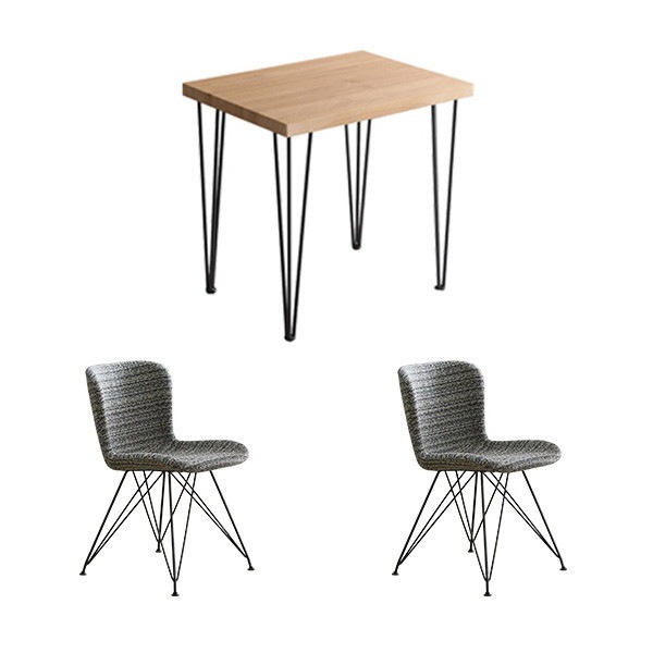 SH-22-FFD3 ファブリックダイニングチェア2脚 75cm幅テーブル 3点セット SH/ブルー メーカー直送