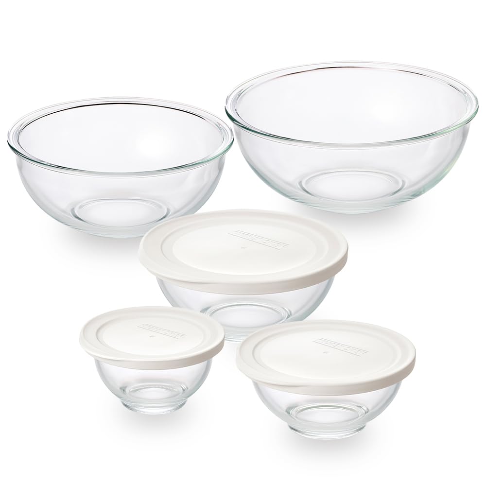 すっきり収納 アイリスオーヤマ 耐熱ガラスボウル 5点セット ホワイト 重ねて収納できる 汁もれしにくい 350℃まで加熱可能 そのまま食卓へ出せる 電子レンジオーブン可能 おしゃれ 時短