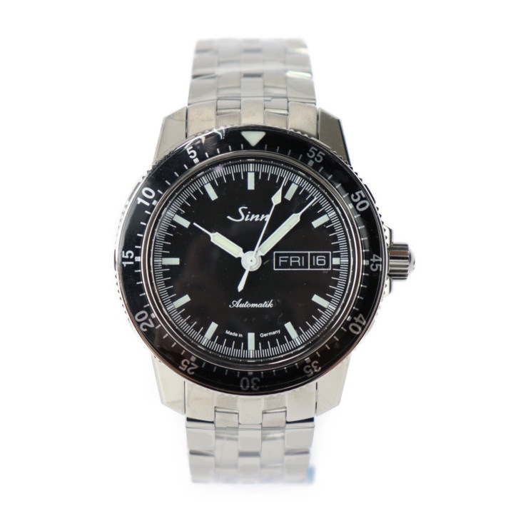 新品未使用展示品 Sinn ジン 腕時計 104.ST.SA.A インストゥルメント ウォッチ パイロットウォッチ104シリーズ ステンレススチール シルバー ブラック文字盤 自動巻き デイデイト 5