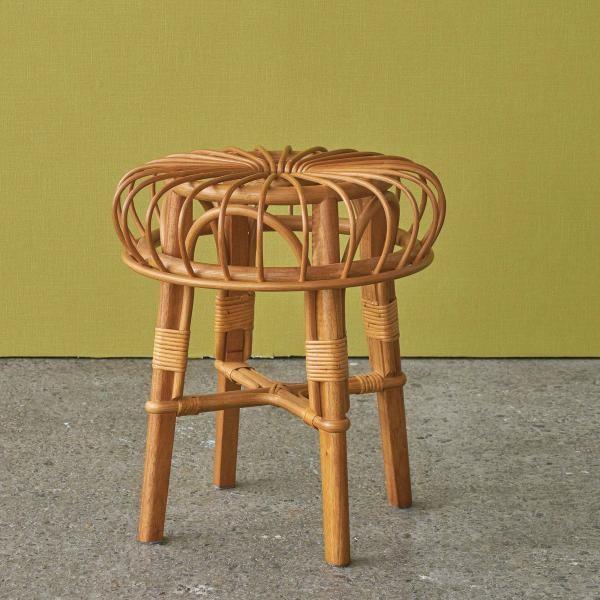 スツール 椅子 ラタン 籐 天然木 アジアン 腰掛け