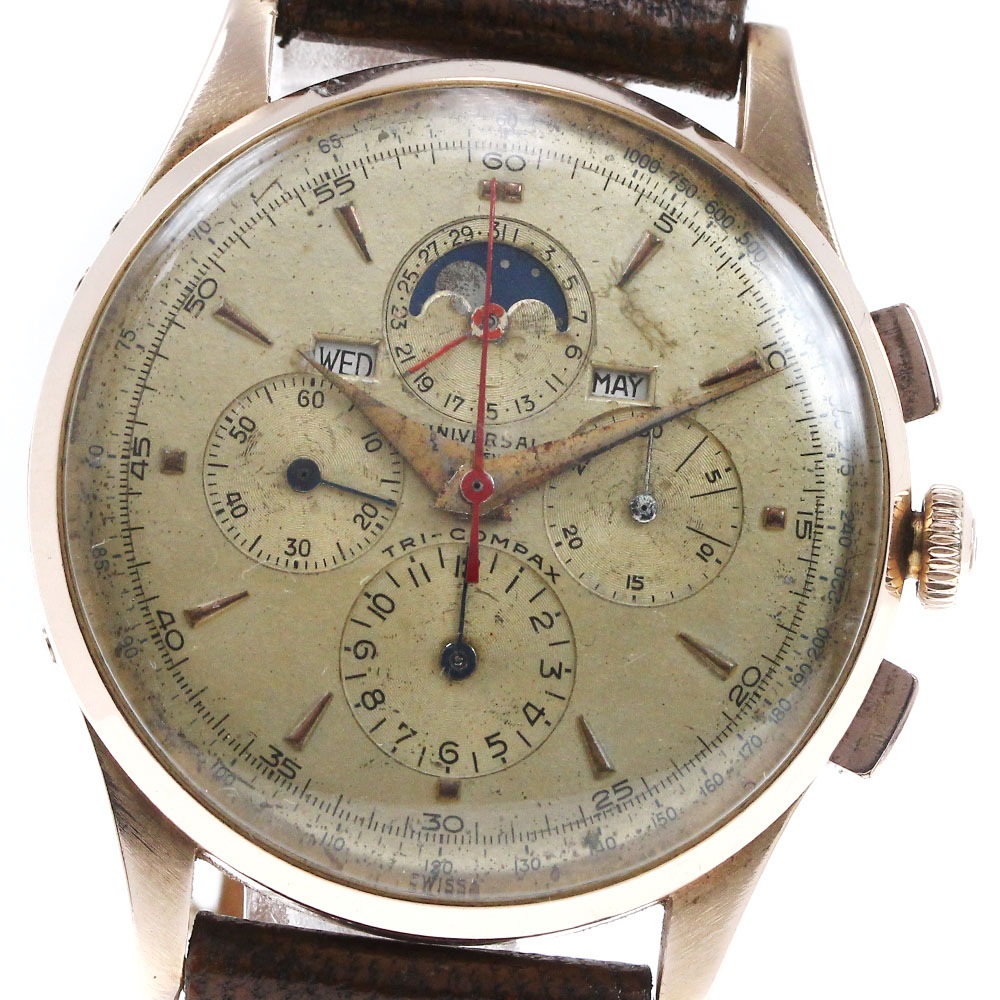 訳あり ユニバーサルジュネーブ Universal Geneve トリコンバックス K18PG cal.481 ヴィンテージ 手巻き メンズ _812226【中古】