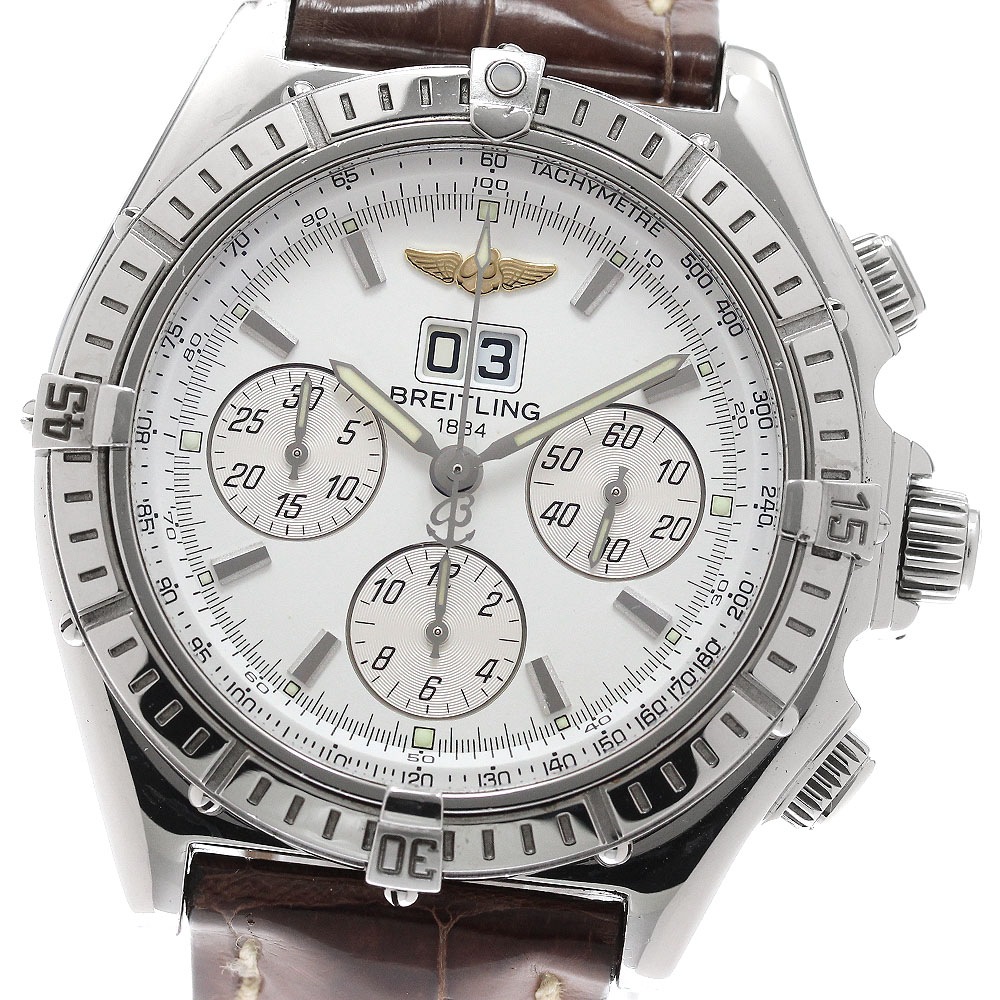 ブライトリング BREITLING A44355 クロスウィンド スペシャル ビッグデイト クロノグラフ 自動巻き メンズ 保証書付き_953576【中古】