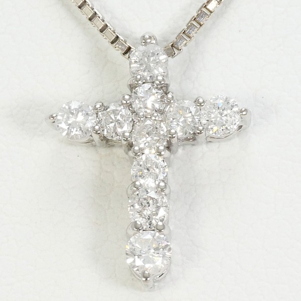 PT900 プラチナ K18WG ネックレス ダイヤ 0.30 約40cm ジュエリー 中古