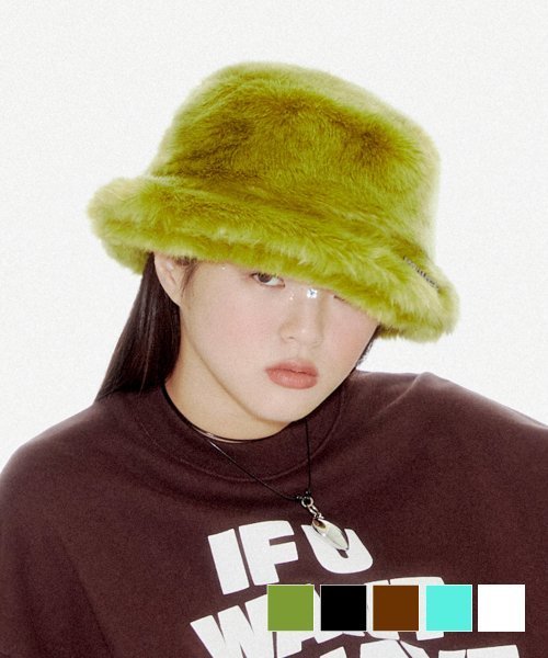 YOUHEE 5COLORS YOUHEE FUR BUCKET HAT YHHTDD002BK