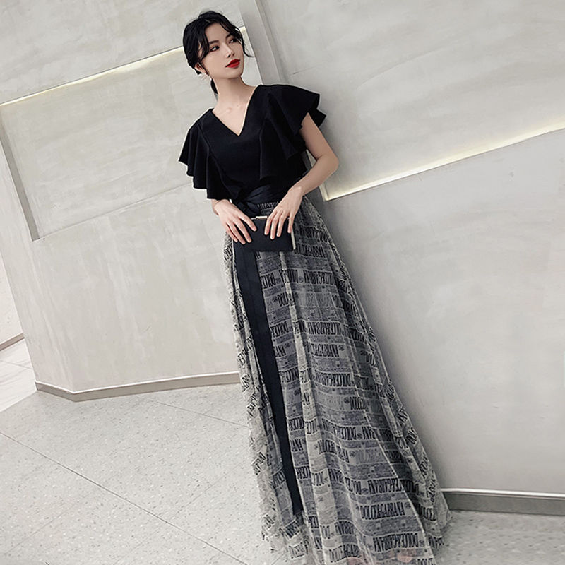 パーティードレス レディース ドレス 結婚式 ワンピース 袖あり マキシ丈 ロング丈ドレス 二次会