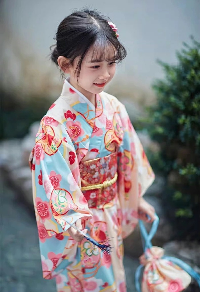 浴衣 キッズ 子供 女の子 和服 花柄 作り帯 ひも 髪飾り 可愛い オシャレ 着物 ゆかた ガールズ 七五三 ハロウィン コスプレ 花火大会 お祭り 部屋着 お出かけ 華やか 花火大会 夏祭り お盆