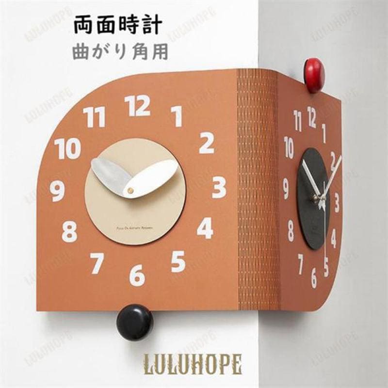 大人気コスパ最高壁掛け時計 両面クロック おしゃれ 静音 掛け時計 曲がり角用 モダン 新生活応援 部屋飾り 北欧 新築祝い ギフト デザイン 引越し祝い お礼 結婚祝い新品