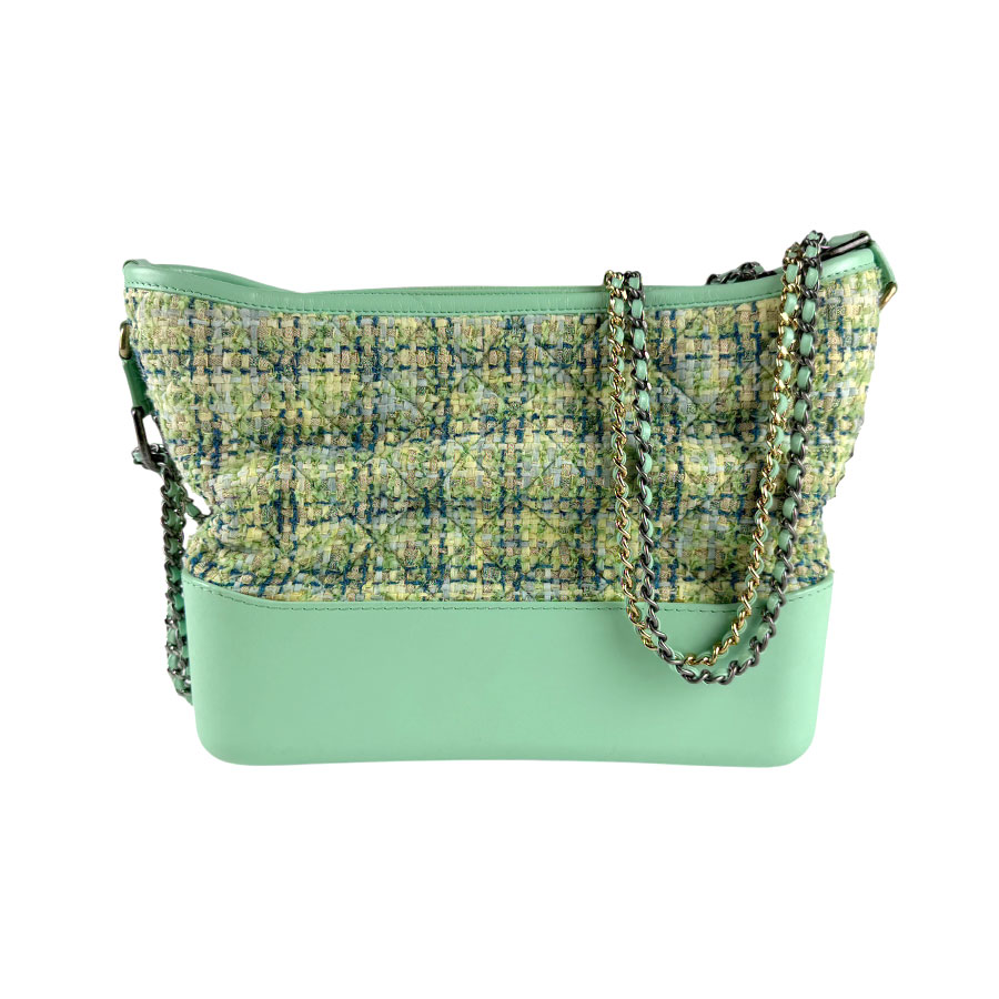 シャネル CHANEL ショルダーバッグ ガブリエル ホーボー ツイード/レザー グリーン系 レディース z4784