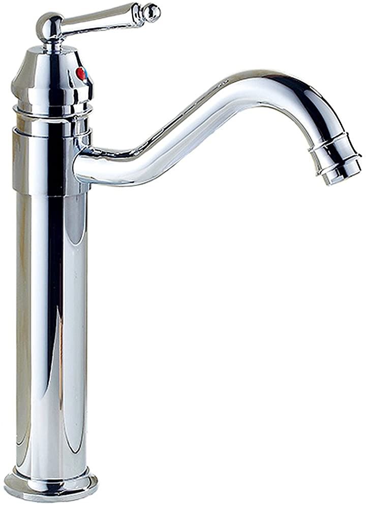 洗面用 アンティーク 混合水栓 蛇口 シングルレバー 洗面台 ロング水栓 トール水栓 手洗い鉢 SK94(シルバー)