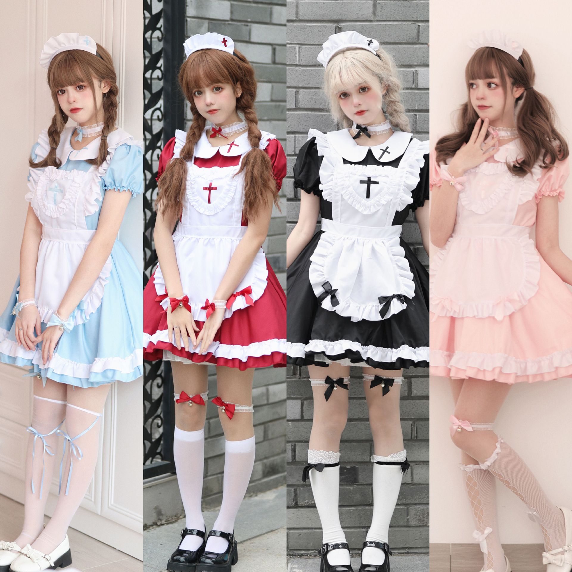 【即納】販売累計No.1！人気No.1！メイド服コスプレマルチスタイルセットロリータメイド可愛いワンピースのビッグサイズ 4,881円