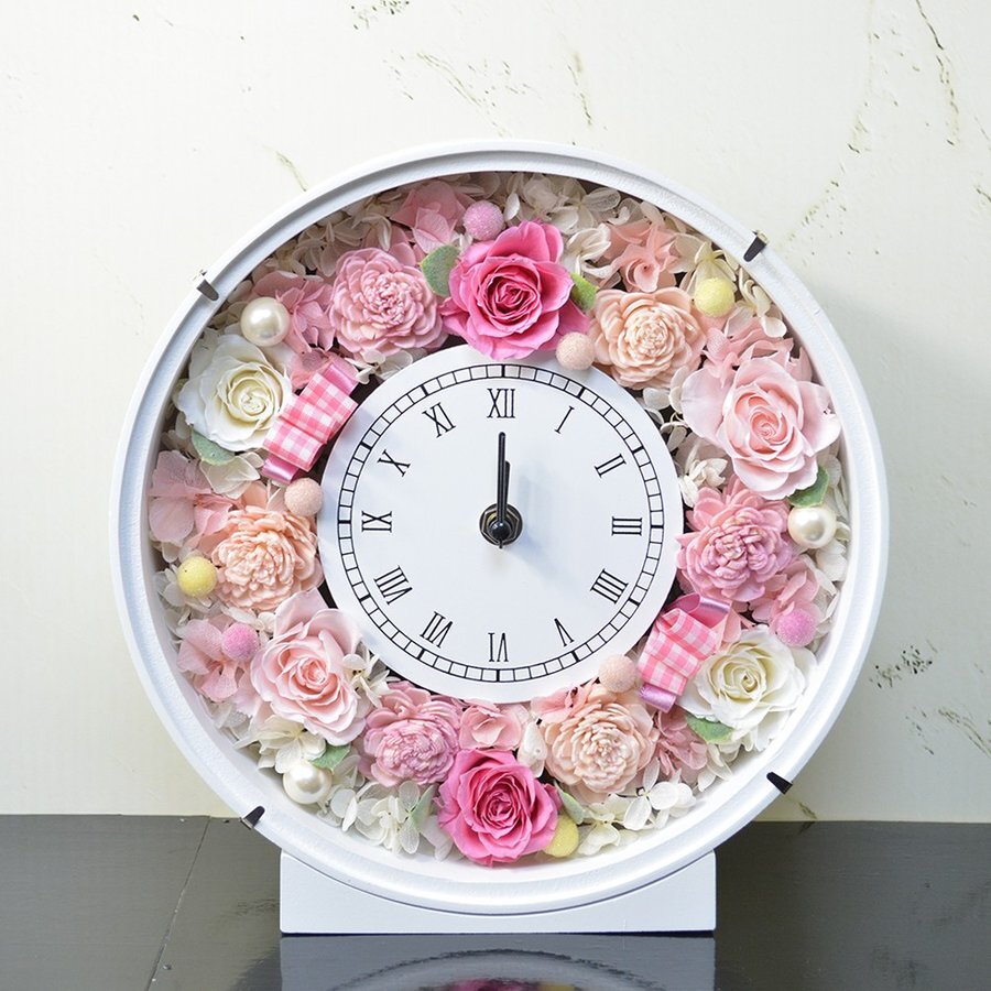 プリザーブドフラワー ピンクバラ 花時計 開店祝い 開業祝い 新築祝い 結婚祝い プレゼント 引っ越し祝い 花 ギフト 贈り物 誕生日