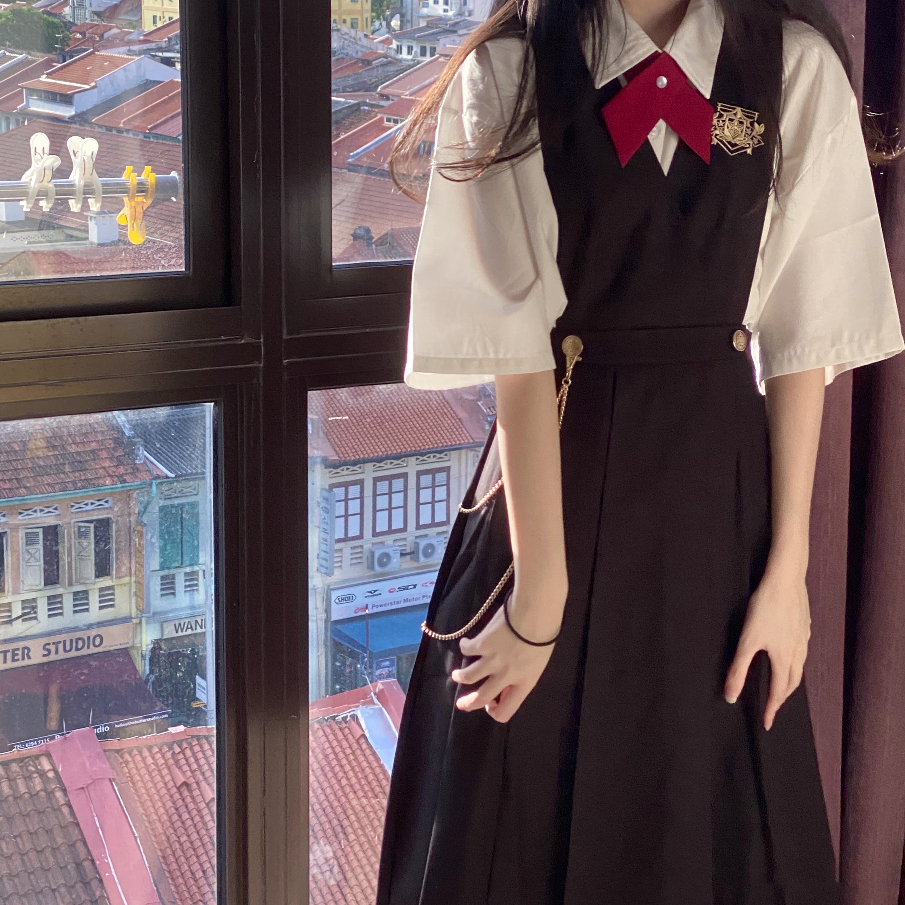 Jk 制服スーツ ブレスト ガード ブラック スーツ ジャケット カレッジ スタイル 学生服 ドレス レディース 2024 秋