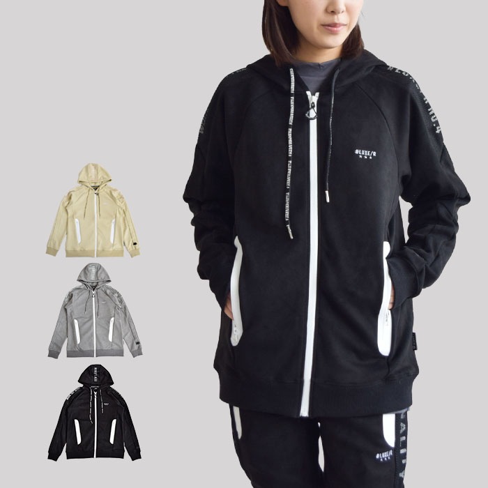 LUXE/R ラグジュ アウター パーカー ポリスウェード切り替えマッシュジップアップパーカー 長袖 メンズ レディース 春 秋 冬 スポーツ 45778