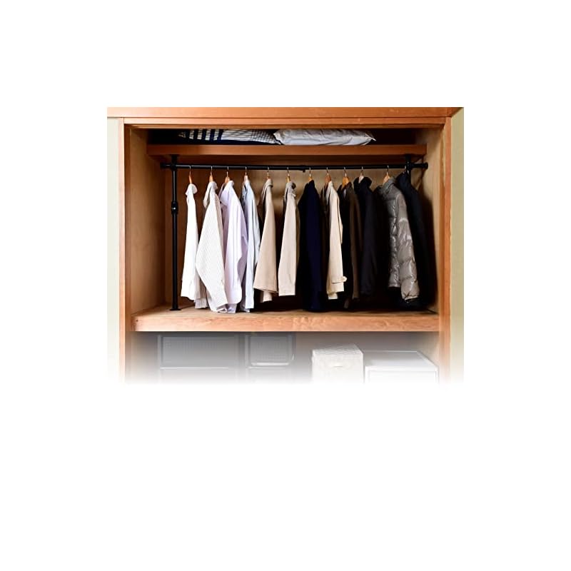 【即納】[山善] 突っ張り ハンガーラック (押し入れ クローゼット) 幅97.5-166奥行9.5高さ80-207cm 収納 かんたん突っ張り(実用新案取得済) ブラック WJO-716(BK) 5,165円