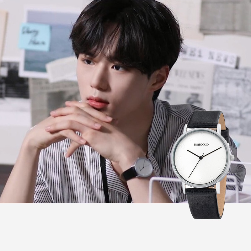 miniGOLD 男性用のダルムダブラックストラップウォッチK-POP W255LMBK