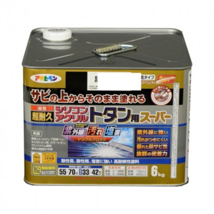 アサヒペン 屋根用塗料 油性超耐久シリコンアクリルトタン用 6kg 黒