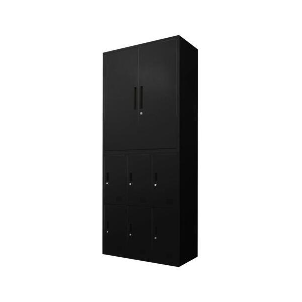 法人限定 Netforce FH-R6-2-W-BK ブラック FACILE 書庫 2台セット 両開き書庫 6人用ロッカー 鍵付き スチール製 メーカー直送