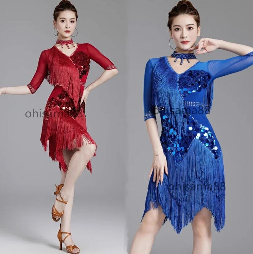 コスパ最高ラテンワンピース ラテンダンス レディース セクシー 発表会 練習着 ダンスウェア 社交ダンス衣装 ダンスドレス ラテン 社交ワンピース ダンス服 可愛い ワンピース チャチャ 演奏会 パー