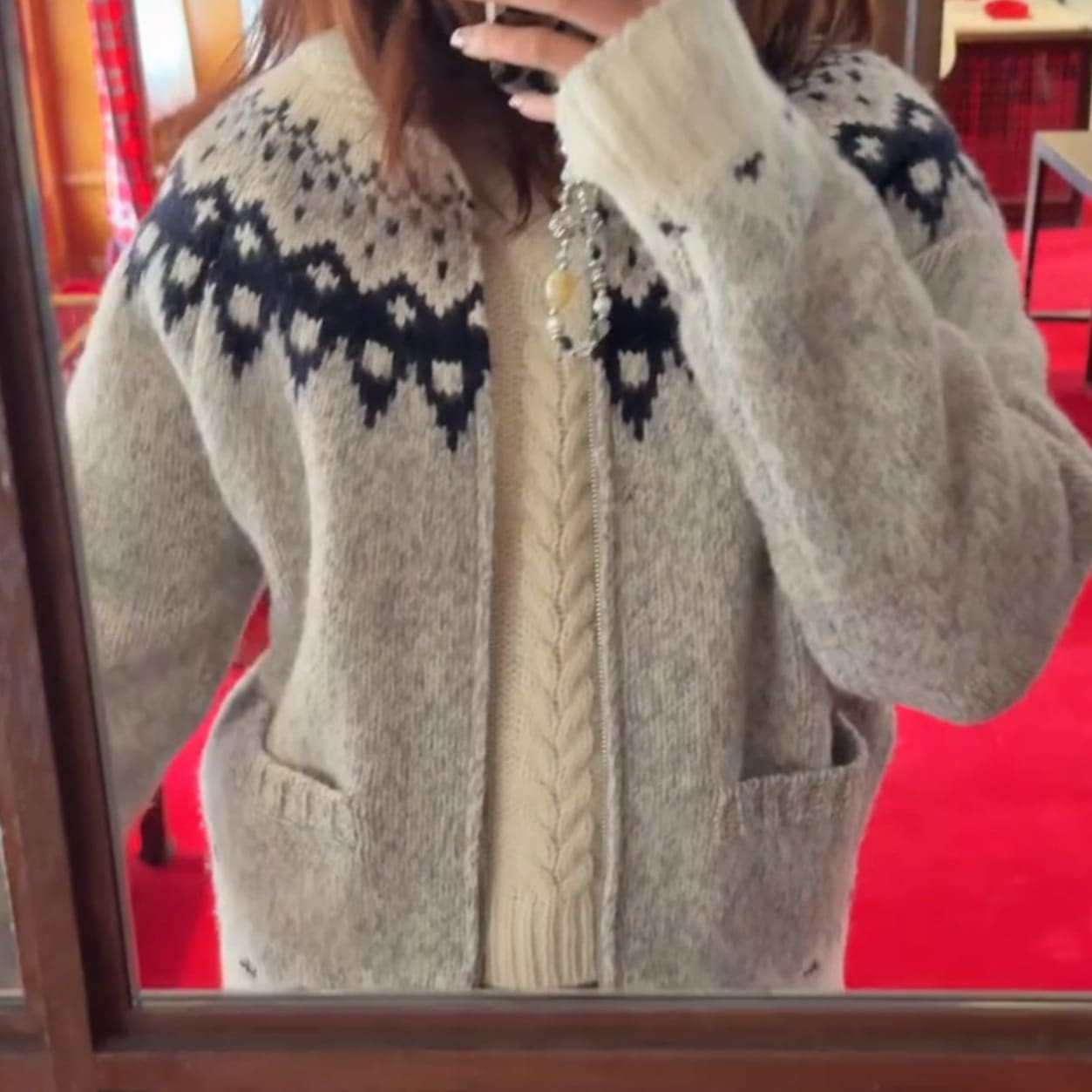 スポット2025冬新作韓国東大門th*Bar*netラペルジッパーニットカーディガンジャカードセーター