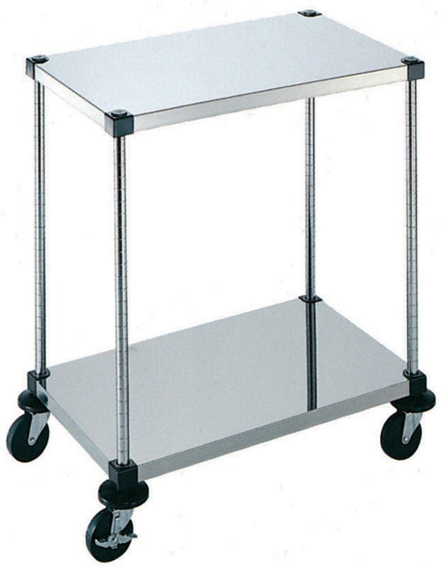 本間冬治工業 弁慶シェルフワゴン 2段 上下段ボード棚 610x760xH937mm 6-2-2B-7-L