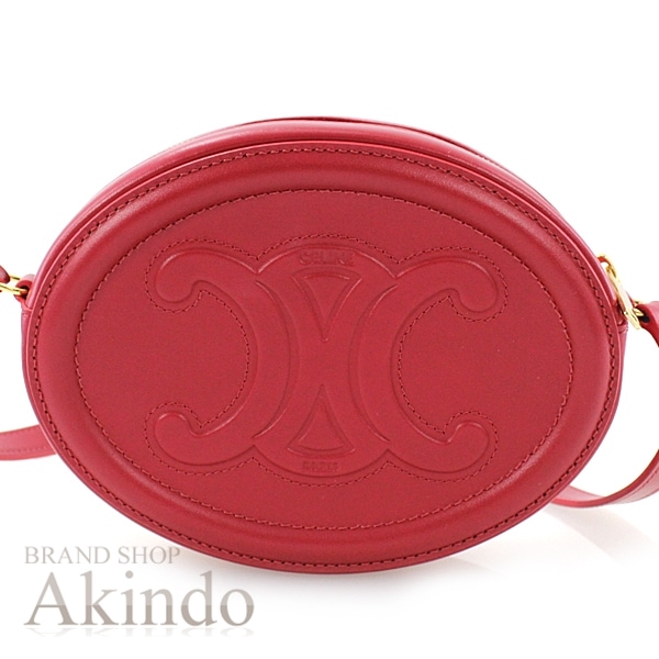 ショルダーバッグ トリオンフ クロスボディ オーバルパース キュイル レッド 赤 レザー 10I703DPQ.27ED