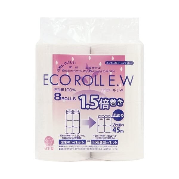 （まとめ） 太洋紙業 エコロールE.W 107mm幅x45m巻 8ロール[x10セット]