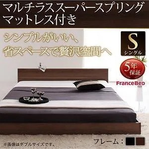 シンプルヘッドボード フロアベッド [llano]ジャーノ [マルチラススーパースプリングマットレス付き] シングル [フレーム色]ブラック
