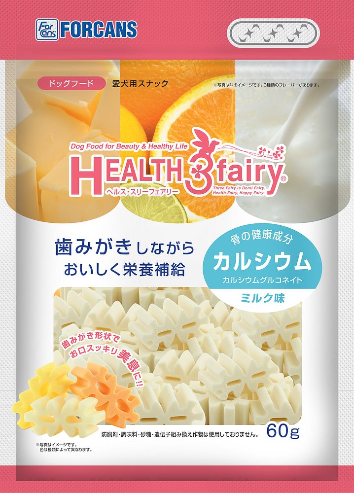 （まとめ買い）フォーキャンス ヘルス/スリーフェアリー カルシウム ミルク味 60g 犬用フード [x12]