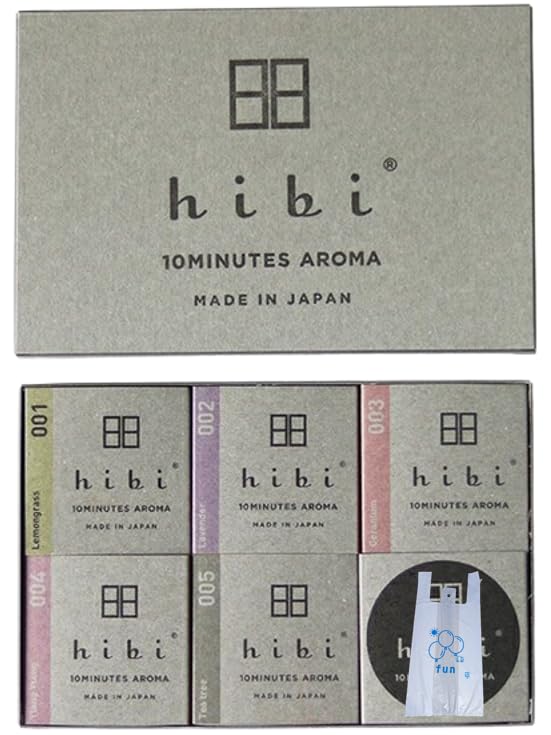 Hibi 10MINUTES AROMA 5種の香りギフトボックス お香 アロマ ラベンダー レモングラス イランイラン ゼラニウム ティートゥリー hibi オリジナルレジ袋付き