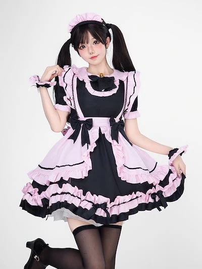 SNS韓国メイド服 可愛いロリータ 白黒メイド服 コスプレ ビッグサイズ メイド服 仮装 ハロウィン 子供30%までに制限