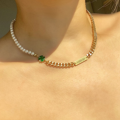 HALF ROUND PEARL CHOKER(14K)