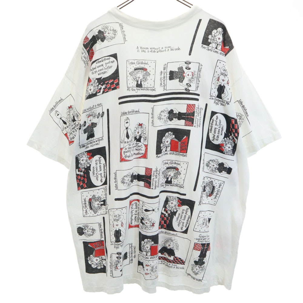 GALAXY 90s 総柄 半袖 Tシャツ XXXXL ホワイト系 ビッグサイズ オールド ヴィンテージ メンズ