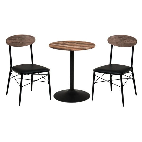 テーブル&チェア3点セット(丸型/ライトブラウン) LT-4918LBR78BK-S メーカー直送