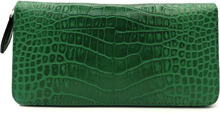 牛革 クロコダイル 型押し 長財布(グリーン)