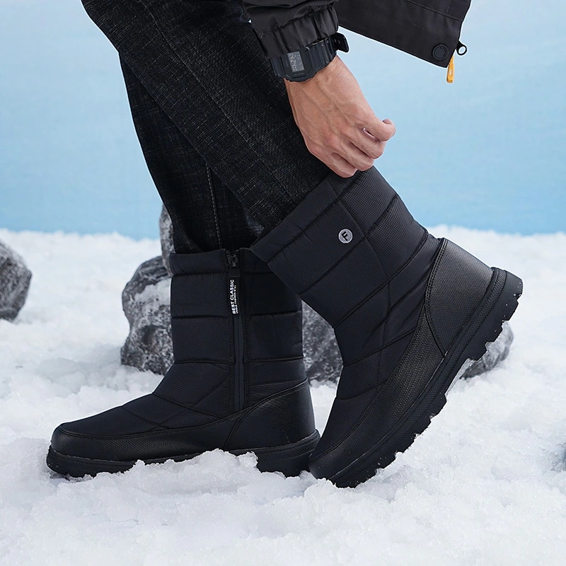 品大人気ロングブーツメンズ裏起毛作業用スキーワークブーツボア雪靴シューズカジュアル撥水厚底アウトドア防滑