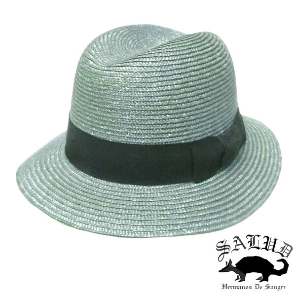 送料無料SALUD サルー メンズ レディース ストロー ハット シルバー ブラック 天然草木 ストリート ローライダー チカーノ メキシカン メキシコ ファッション 帽子 HAT 麦わら カジュ