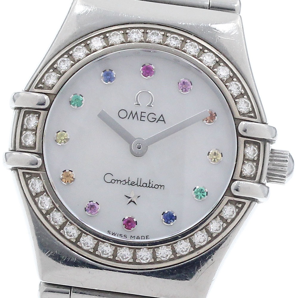 オメガ OMEGA 1460.79 コンステレーション アイリス ミニ カラーストーン 12P ダイヤベゼル クォーツ レディース _950652【中古】