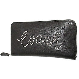 コーチ 財布 COACH アウトレット レザー スタッズ コーチ スクリプト アコーディオン ジップ ウォレット 長財布 F88904 SV/BK