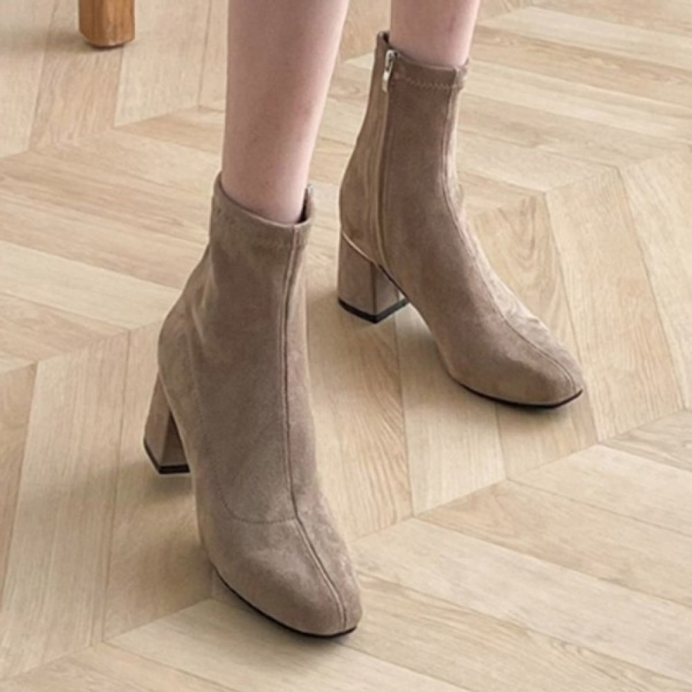 (ニナスパリ) 6cm スエード切開スパンデックスアンクルブーツ