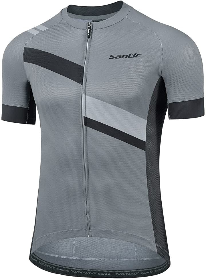 メンズ サイクルジャージ 半袖 サイクルウエア サイクリングジャージ 自転車ウエア ロードバイク 弾力 通気 速乾 春夏用(グレー, M)