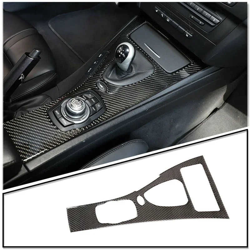 BMW M3 E92 E93 2007-2013 用 ソフトカーボンファイバー センターパネル ギアシフトトリムカバー 車内インテリアアクセサリー 輸入品